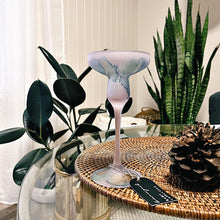 Load image into Gallery viewer, Funky glass taper candle holder on stand
