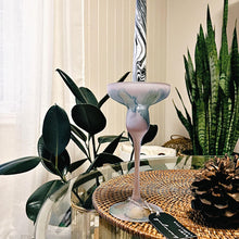 Load image into Gallery viewer, Funky glass taper candle holder on stand
