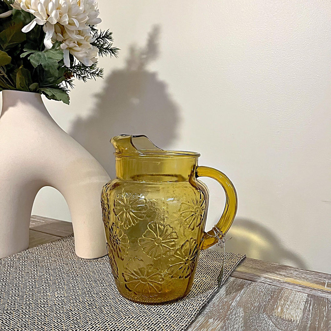 Colored glass pitcher (heavy/sturdy)