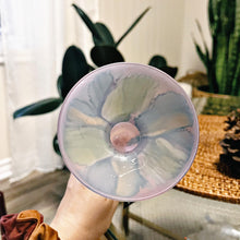 Load image into Gallery viewer, Funky glass taper candle holder on stand
