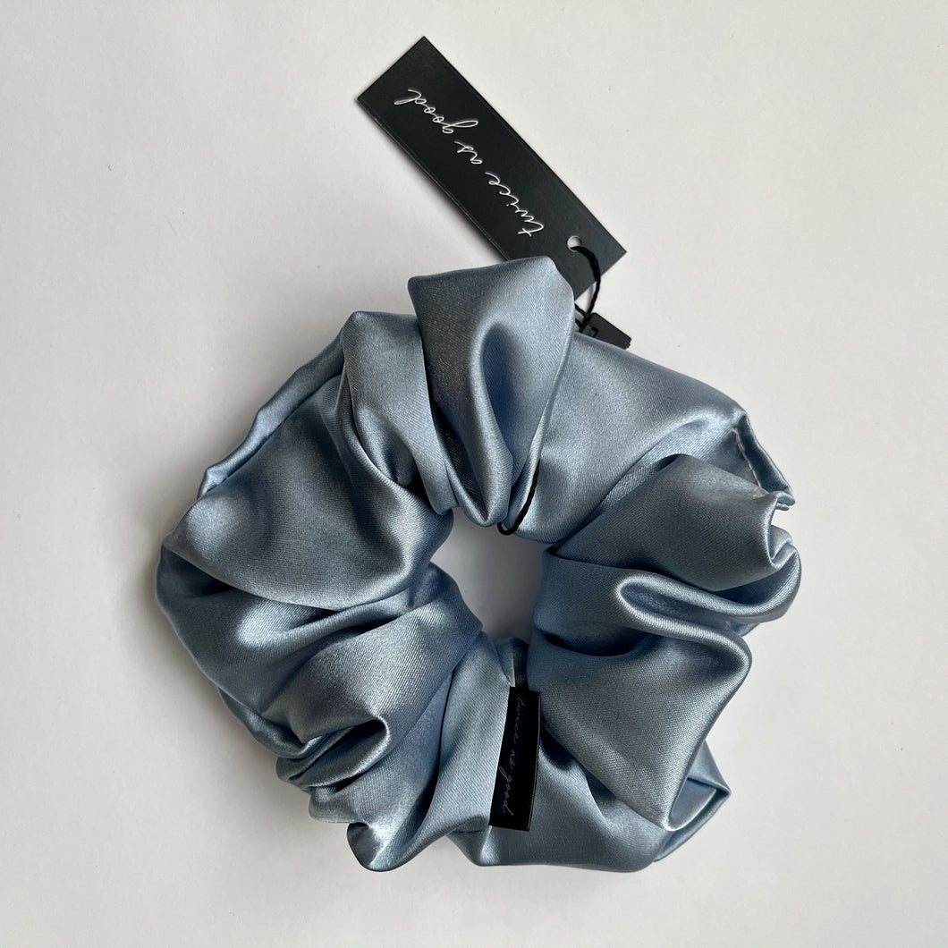 Dusty blue satin scrunchie - oversized