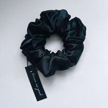 Load image into Gallery viewer, Charcoal satin scrunchie - classic
