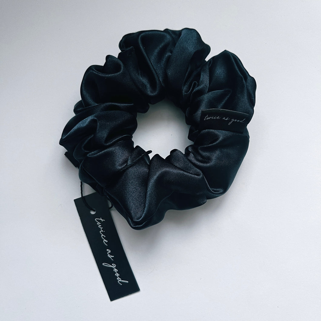 Charcoal satin scrunchie - classic