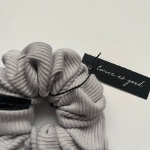 Load image into Gallery viewer, Grey ribbed knit scrunchie - classic
