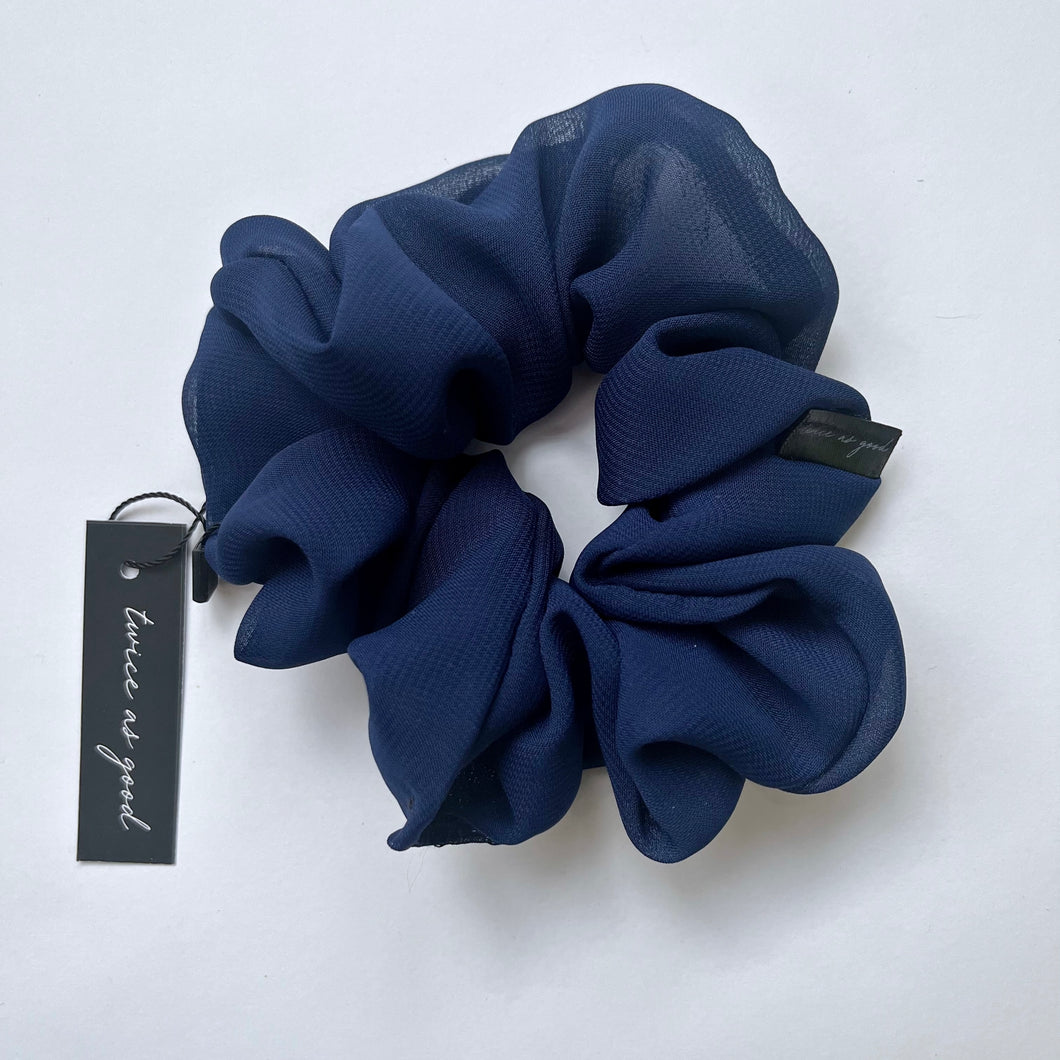 Navy chiffon scrunchie - oversized