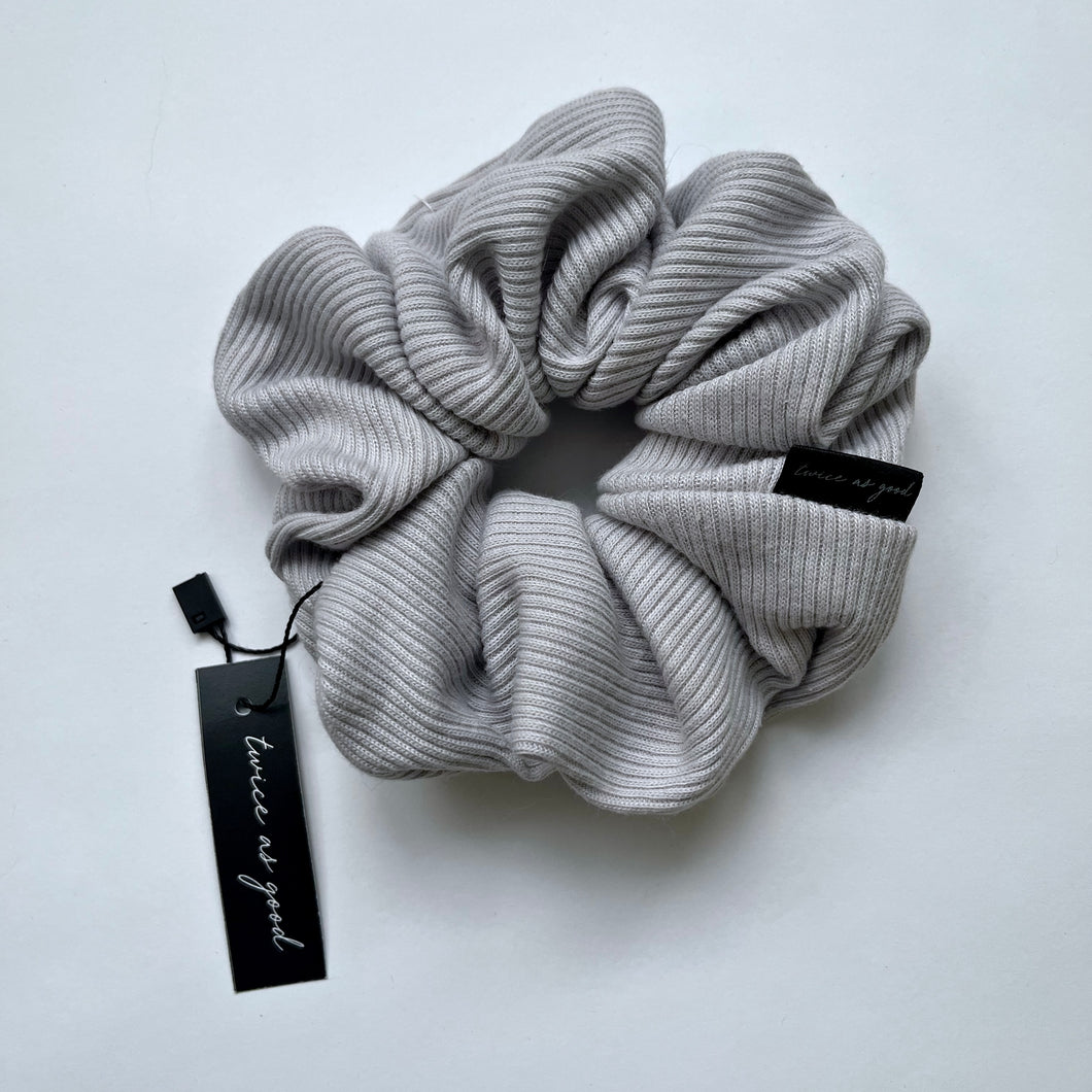 Grey ribbed knit scrunchie - oversized