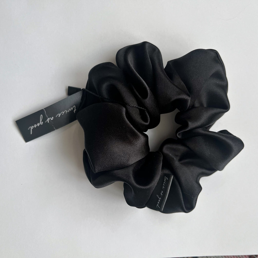 Black satin scrunchie - oversized