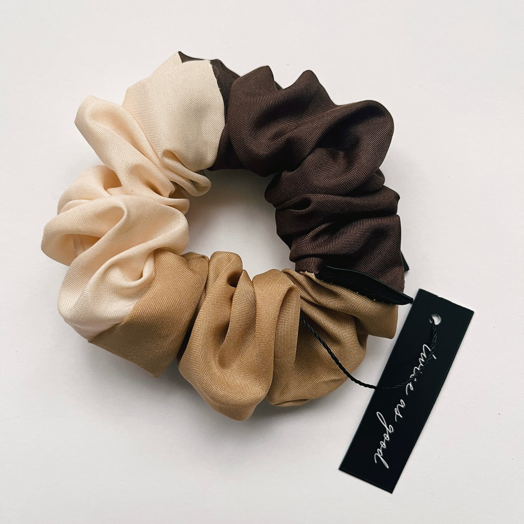 Brown colour block scrunchie - classic